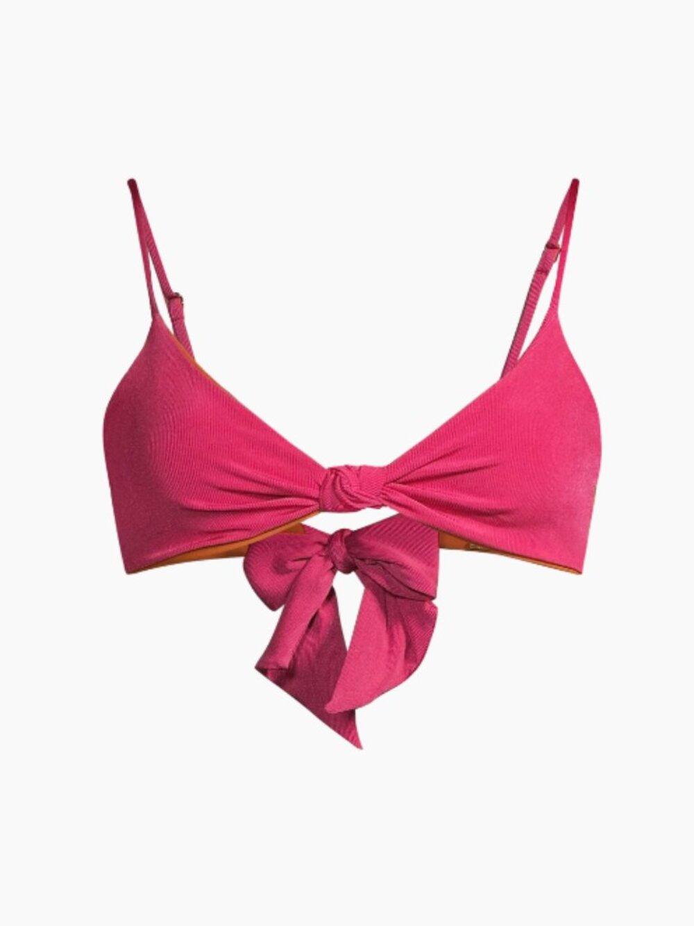 Juan de Dios Pacifico Bow Bikini Top Hot Pink V-Neck - Size 6